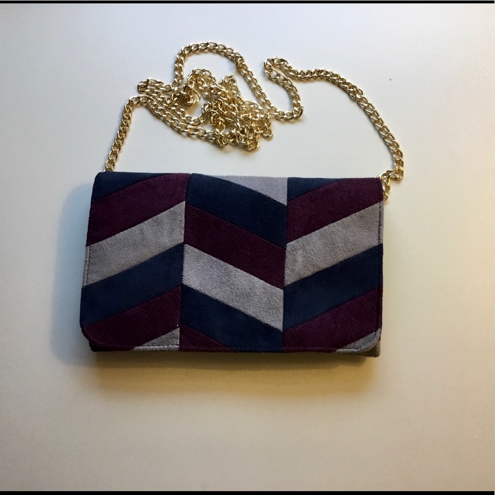 Small suede striped handbag